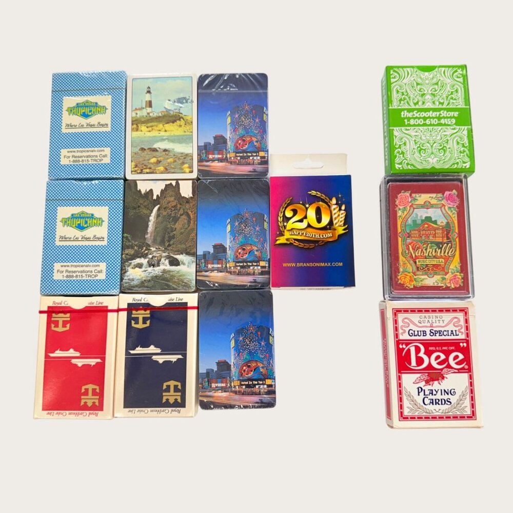 Lot of 13 Playing Card Decks Tropicana Royal Caribbean Riviera Casino Branson